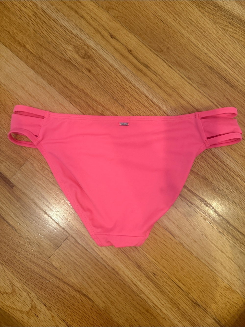 PINK Victoria's Secret Neon Coral Strappy Bikini Bottom - Picture 2 of 3